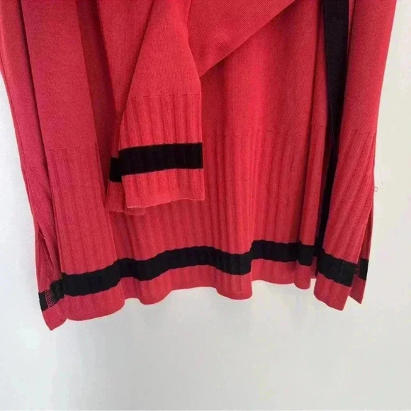 EXCLUSIVELY MISOOK Open Front Knit Cardigan Sweater Black Red Sz xS - Picture 6 of 11